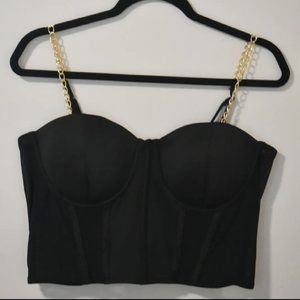 Black Bra Vest Crop Top